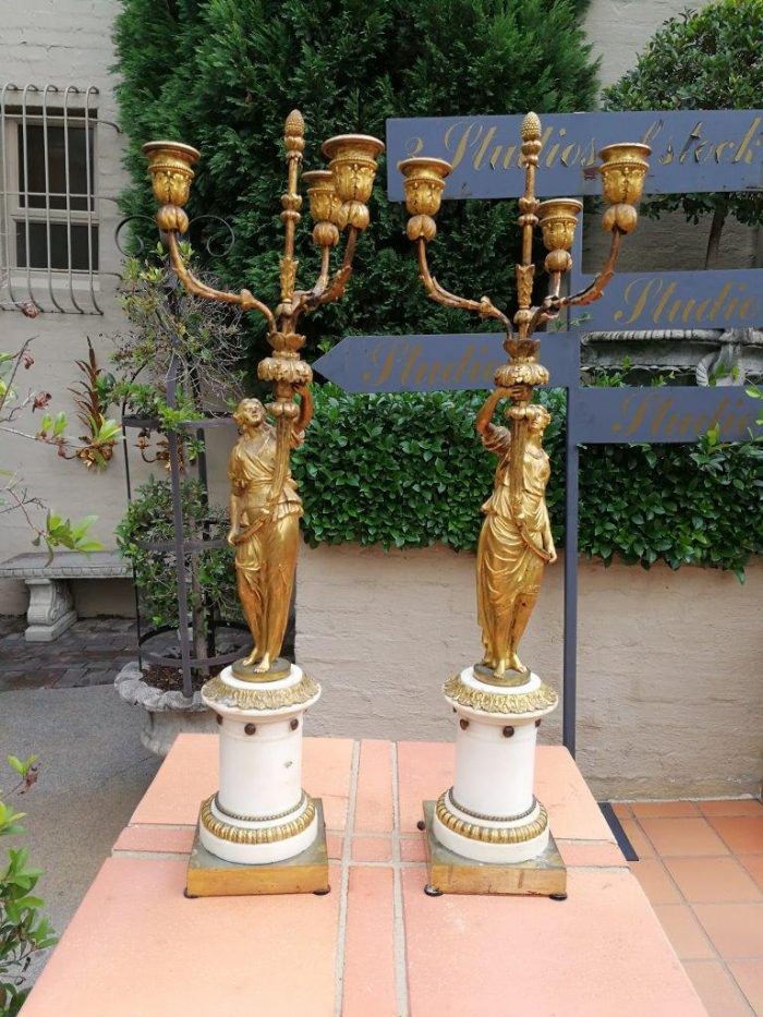 19th Century pair of French ormolu bronze candelabras - Image 2