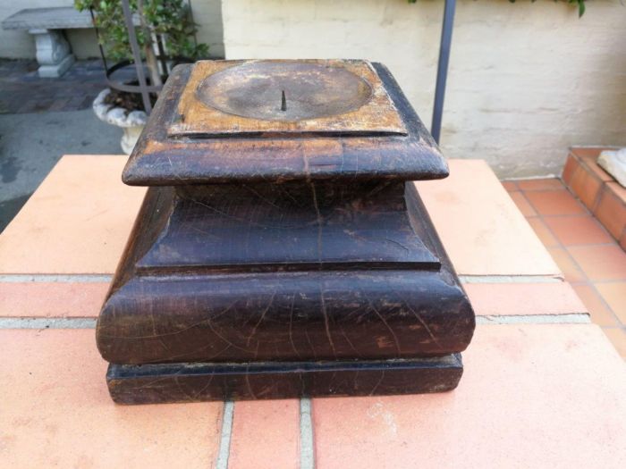 Carved Wooden Square top Candle holders or styling bases (SOLD INDIVIDUALLY)