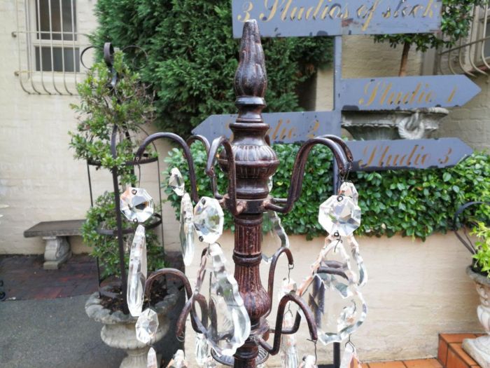 A pair of cast-iron and crystal candelabras - Image 5