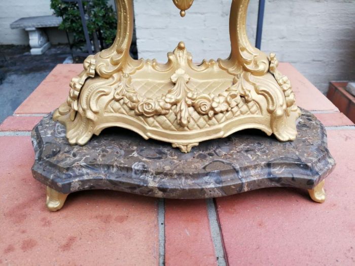 A 19th Century French Gilt Metal Clock in Glass Cloche with Hand Gilded Wooden Base - Image 10