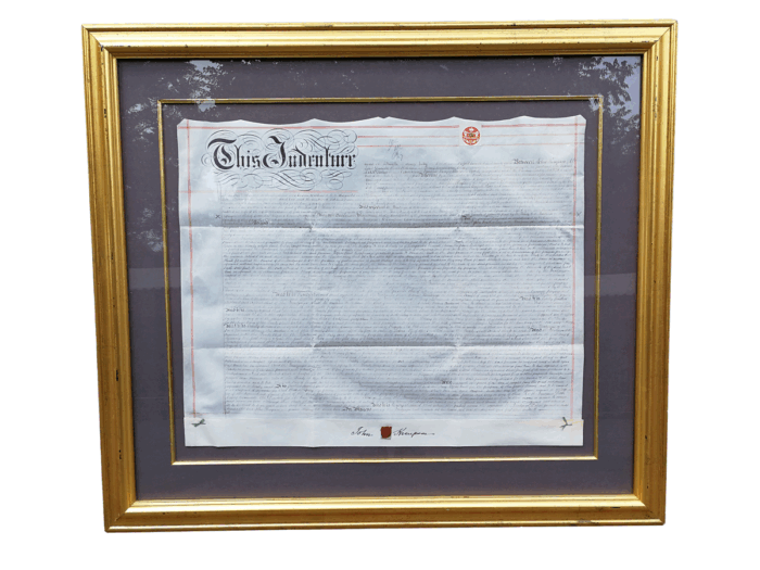 A Circa 1897 Framed Indenture In Pen And Ink On Parchment, Signed, And Bears Wax Seal