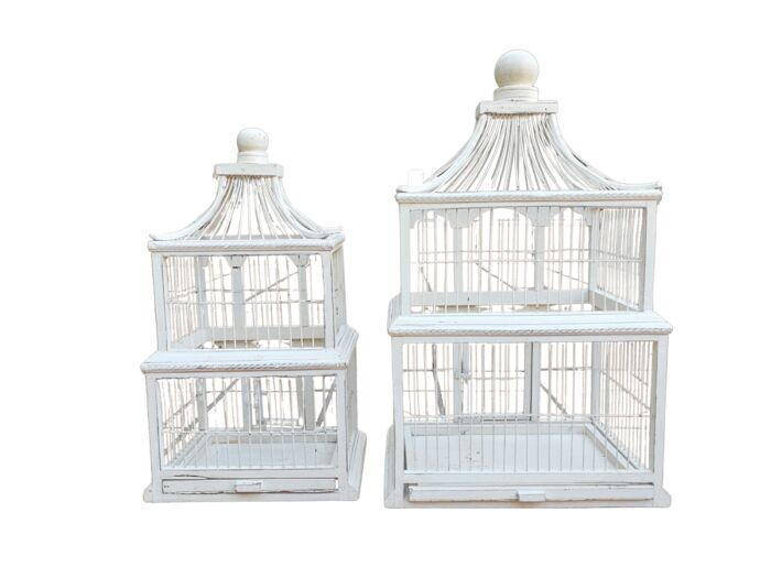 A  Pair of Antique / Vintage Graduated Birdcages ND