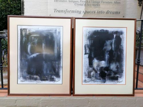 A Set of Two Acrylic on Paper Diptych signed Faÿet