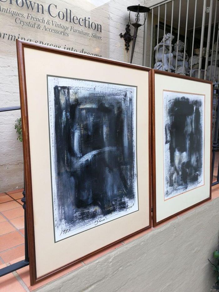 A Set of Two Acrylic on Paper Diptych, Storm - Image 3