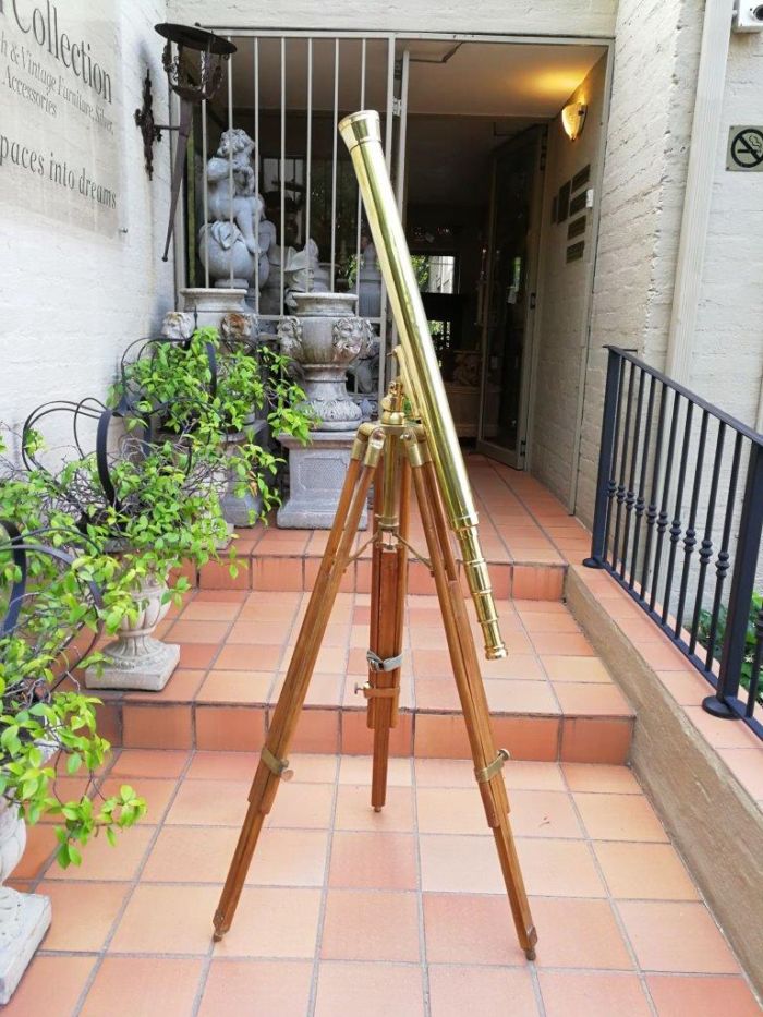 A Large Brass Stanley/ London Telescope on Tripod With Brass Fittings - Image 2
