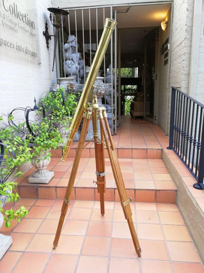 A Large Brass Stanley/ London Telescope on Tripod With Brass Fittings - Image 4