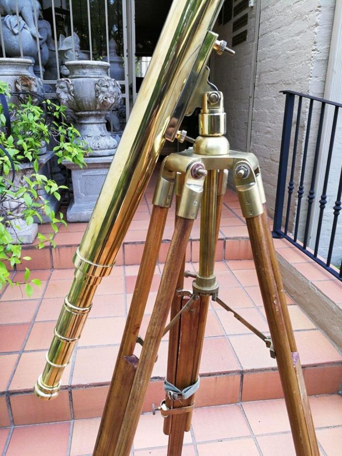 A Large Brass Stanley/ London Telescope on Tripod With Brass Fittings - Image 6