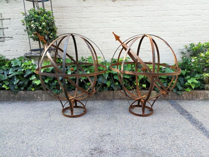 A Pair of Large  20th Century Metal Armillary Sphere