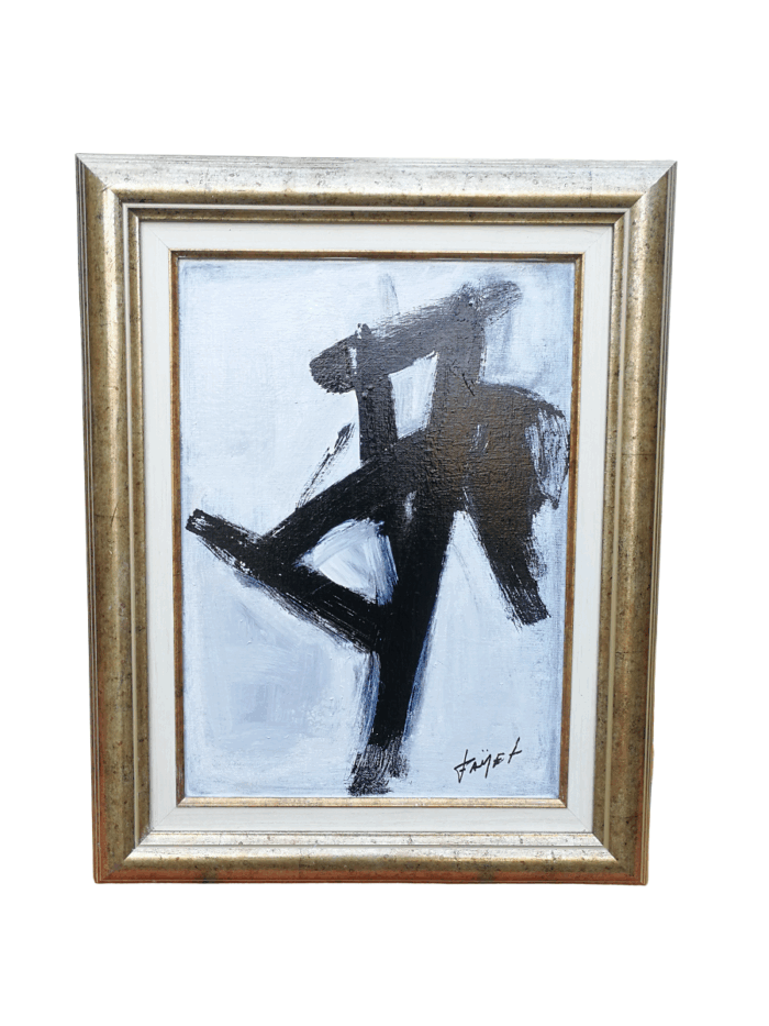 A Black and White Abstract Composition Oil On Canvas