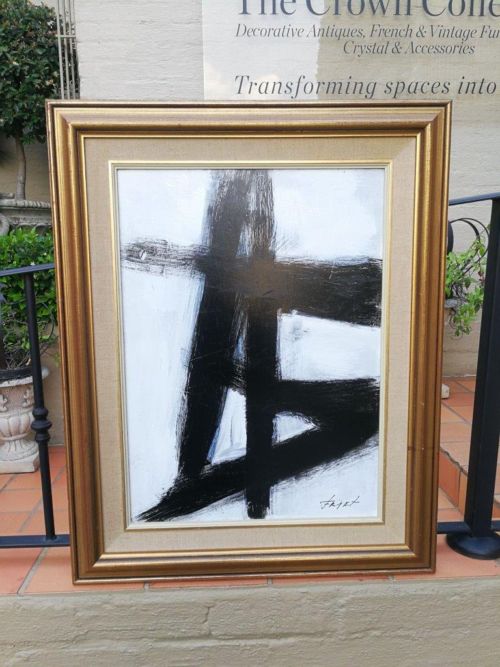 A Black and White Abstract Composition Signed Faÿet ND