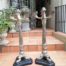 A Pair of Early 20th Century French Empire Style Silver- plated Chinoiserie Candelabras