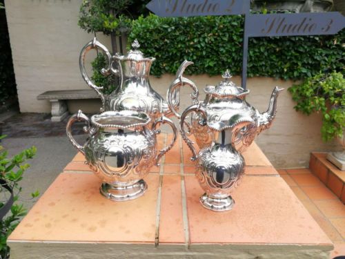 A Antique Four Pie3ce Tea And Coffee Set  E.P.N.S/Silver With Hallmarks