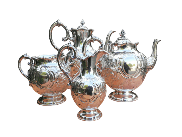 A Antique Four Pie3ce Tea And Coffee Set  E.P.N.S/Silver With Hallmarks