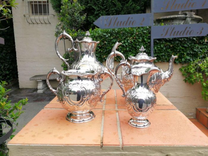 A Antique Four Pie3ce Tea And Coffee Set  E.P.N.S/Silver With Hallmarks - Image 2