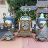 A Late 19th Century French Hand-Painted Five Piece Clock Garniture Set - Image 2