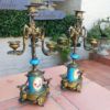 A Late 19th Century French Hand-Painted Five Piece Clock Garniture Set - Image 9