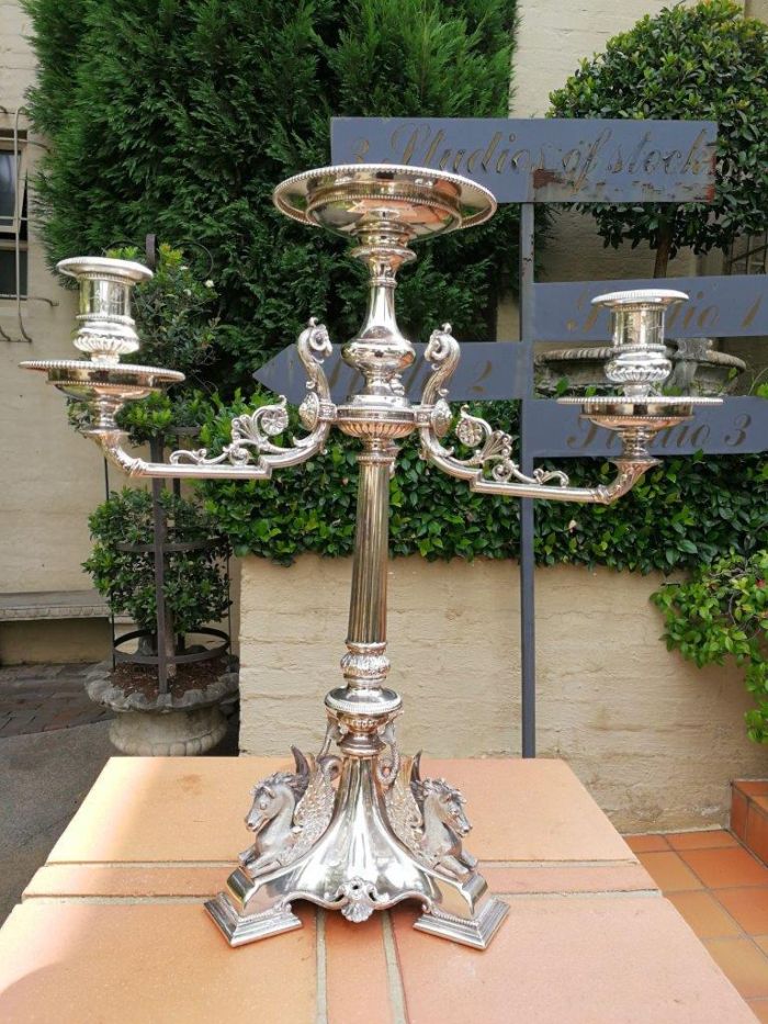 A Victorian Silver-Plate Candelabra - Image 2