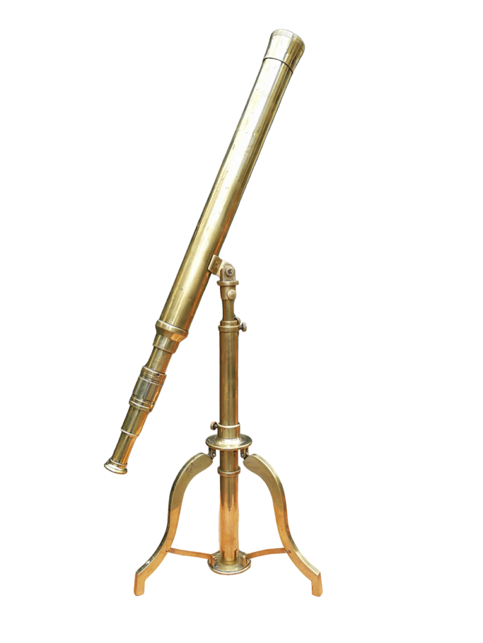 An Antique Brass Telescope On Tripod  By Stanley, London