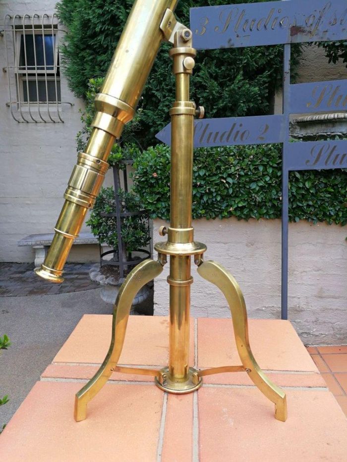 An Antique Brass Telescope On Tripod  By Stanley, London - Image 4