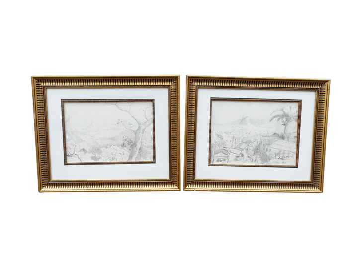 A Pair Of Gabriel De Jongh (South Africa, 1913 - 2004) Pencil On Paper, Signed , Rio De Janeiro Study 1 & II
