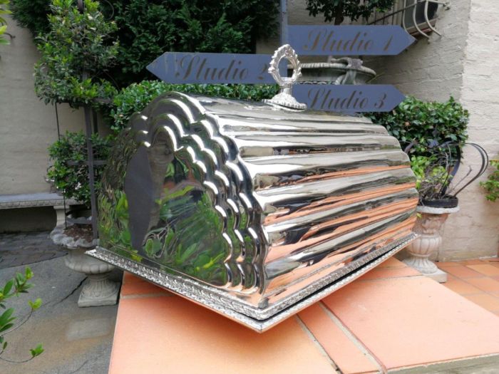 A Silver-Plated Barrel Cloche With Platter - Image 4