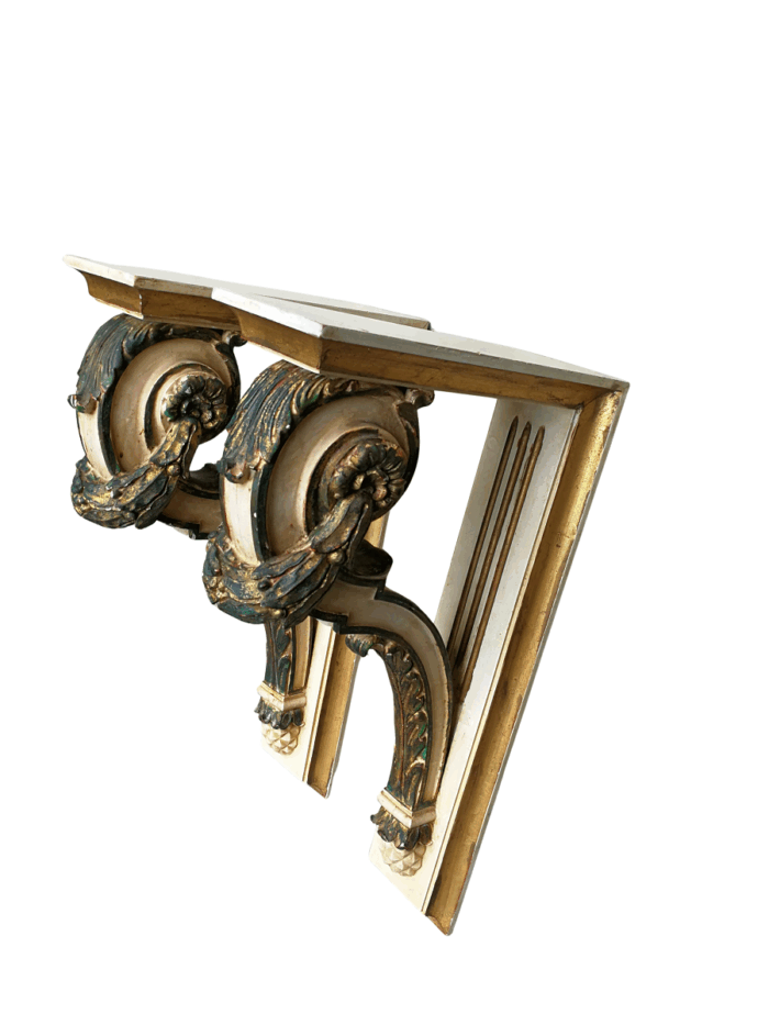 A 21st Century Pair Of Gilt Painted Wooden Wall Brackets/Sconces