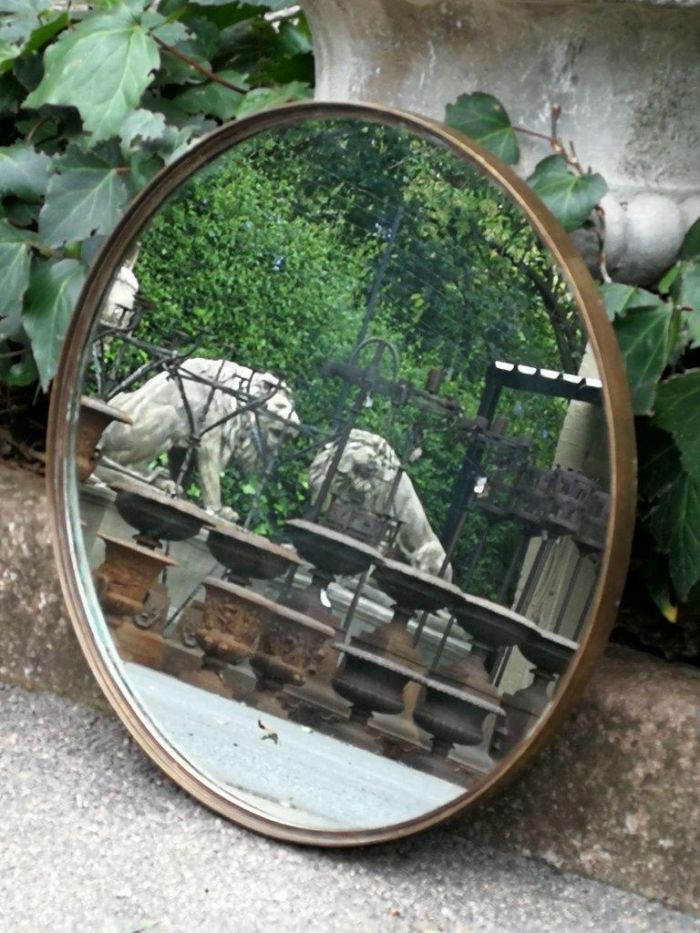 A 20th Century Rotating Cake/Sandwich Stand With Mirror And Brass Frame On Wooden Base - Image 3