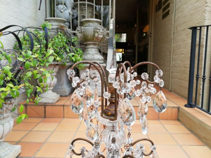 A 20th Century Large Pair Of French Style Crystal Lamps Electrified - Image 6