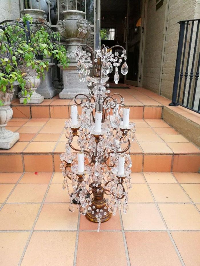A 20th Century Large Pair Of French Style Crystal Lamps Electrified - Image 4