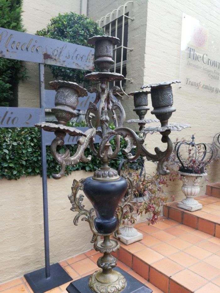 A 20TH Century French Ornate Pair of Bronze and Marble Candelabrum  - Image 6