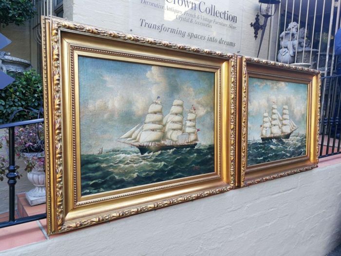 A Pair of 19th Century English Oil on Canvas Paintings in Gilt Frames Signed F. Nash - Image 3