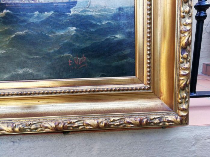 A Pair of 19th Century English Oil on Canvas Paintings in Gilt Frames Signed F. Nash - Image 7