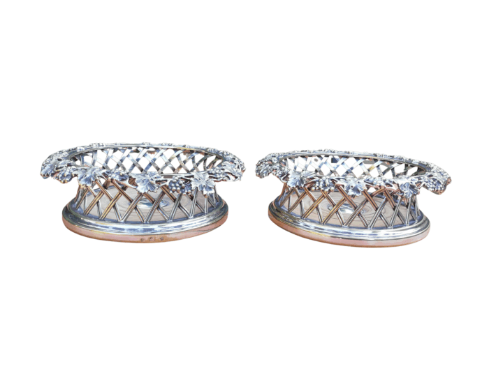 A 19th Century English Circa 1844 Pair of Silver-Plate Wine Coasters Elkington & Co
