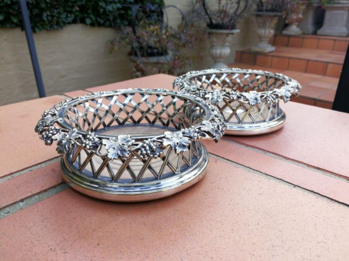 A 19th Century English Circa 1844 Pair of Silver-Plate Wine Coasters Elkington & Co - Image 2