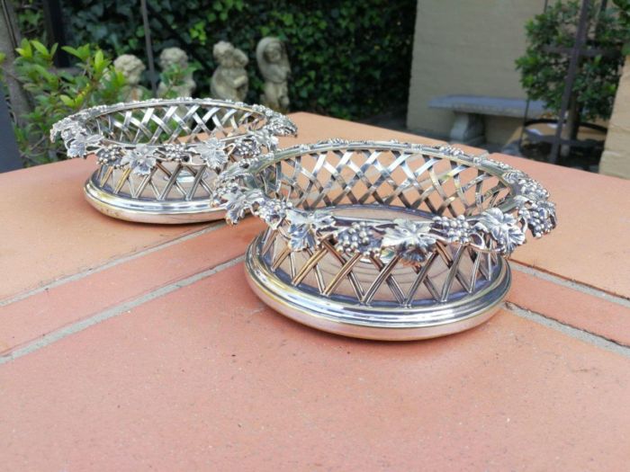 A 19th Century English Circa 1844 Pair of Silver-Plate Wine Coasters Elkington & Co - Image 3