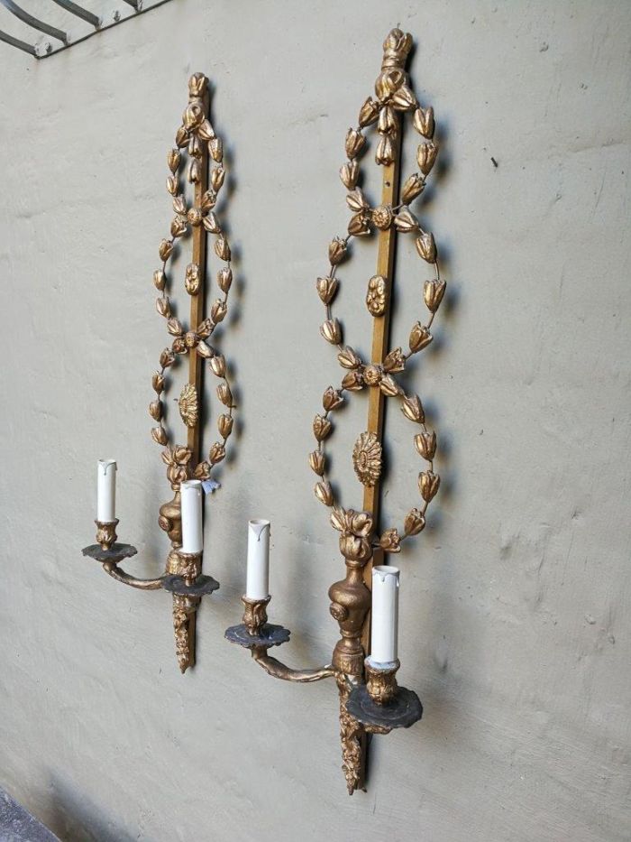A Pair Large size Giltwood Wall Sconces (Fitted for electricity) - Image 3