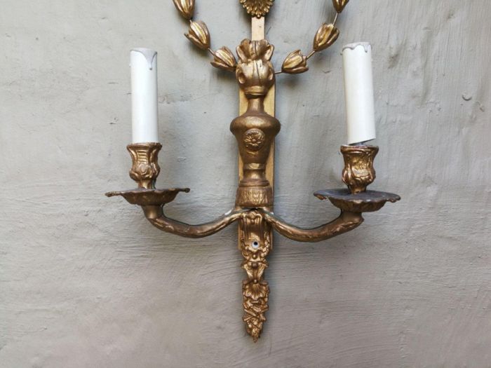 A Pair Large size Giltwood Wall Sconces (Fitted for electricity) - Image 4