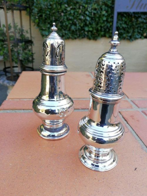 A Pair of English Silver-Plated Castor Shakers