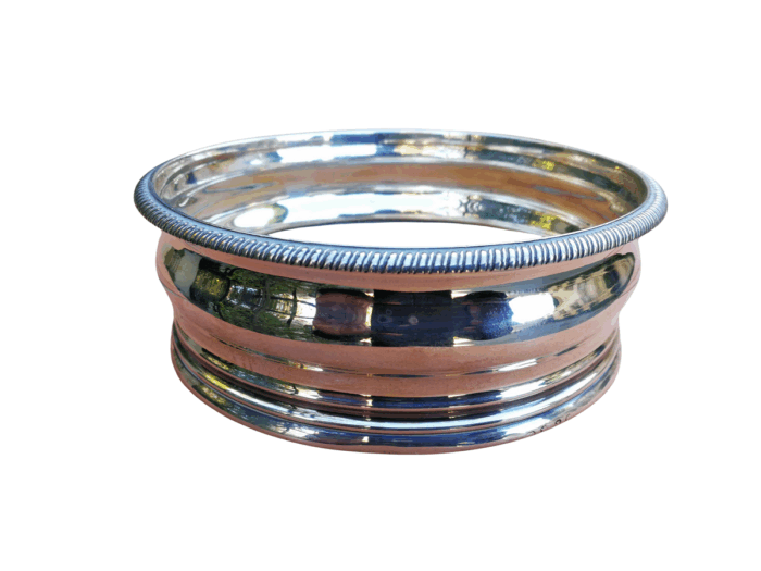 A Silver-Plated Wine Coaster with Wooden Base