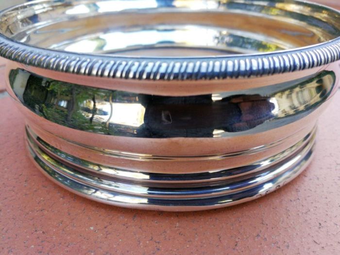A Silver-Plated Wine Coaster with Wooden Base - Image 4