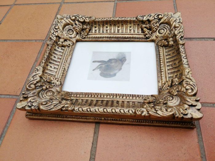 A Photolithograph Young Hare Framed in an Ornately Giltwood Frame - Image 3