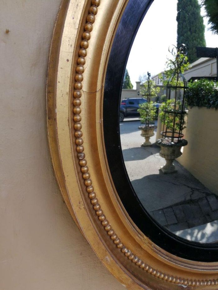 A Circa 1800 Regency Gilt-Wood Convex Mirror With  British Antique Dealers Association Stamp - Image 7