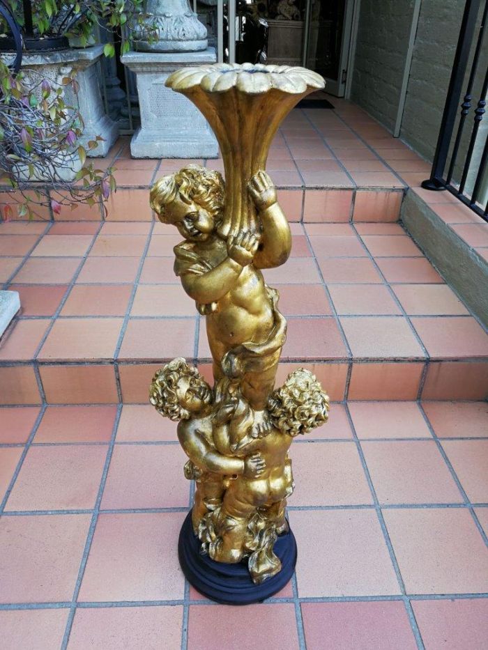 An Extremely Tall Gilt-painted Carved Wooden Candleholder - Image 2