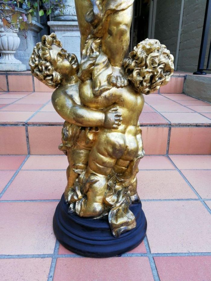 An Extremely Tall Gilt-painted Carved Wooden Candleholder - Image 4