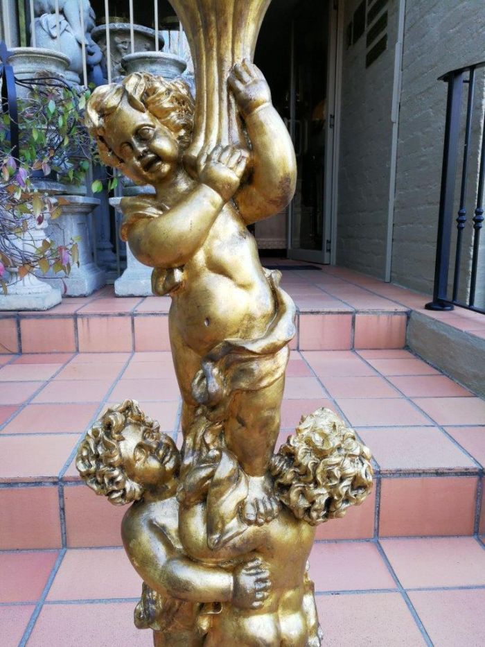 An Extremely Tall Gilt-painted Carved Wooden Candleholder - Image 5