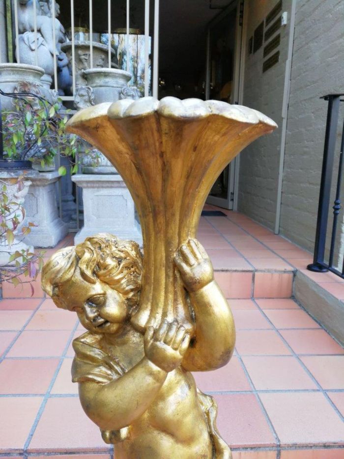 An Extremely Tall Gilt-painted Carved Wooden Candleholder - Image 6