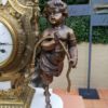 An Antique Circa Early 1900 Brass Garniture Clock Set with Key. Comprising a Clock and Pair of Candelabras - Image 9