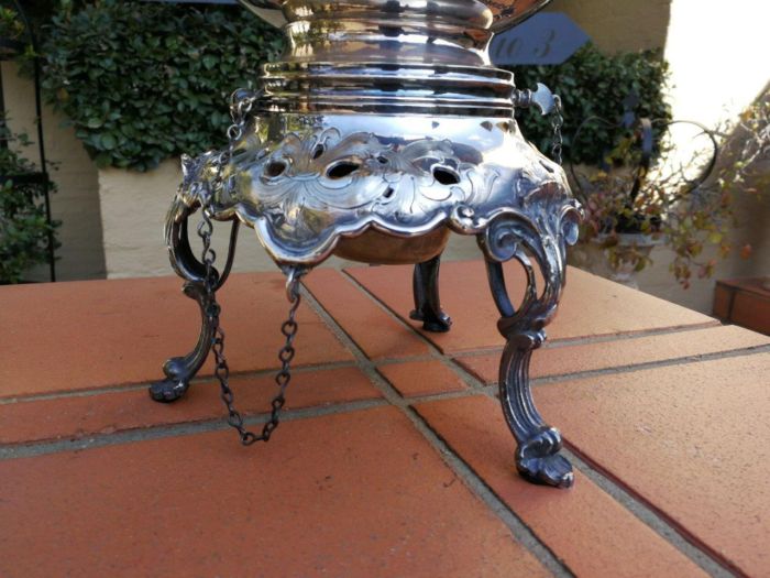 A Victorian Circa 1890 Silver-Plate Tea Kettle On Stand With Burner - Image 4