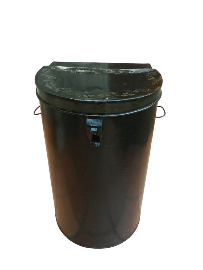 A 20TH Century Hand-Painted  Gold/Black Metal Bin