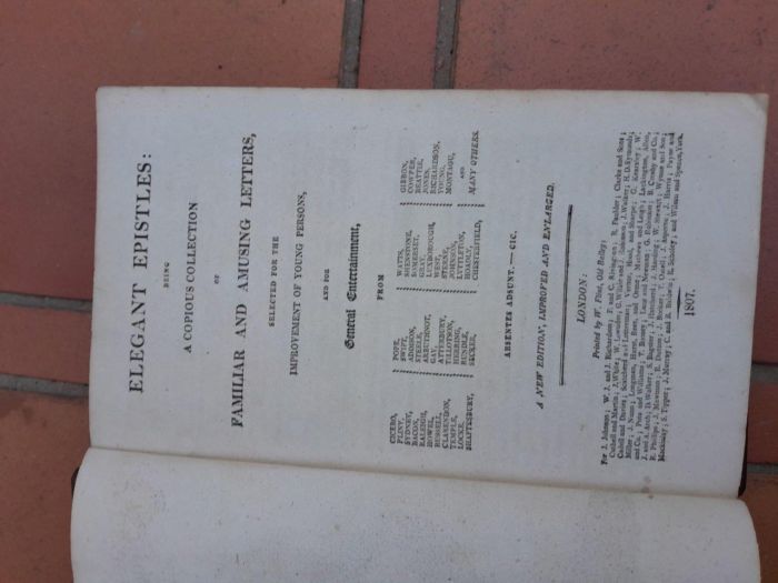 An Antique Circa 1807 Collection of Two Hard Cover Books of Elegant Episties  Published by J. Mawman - Image 5